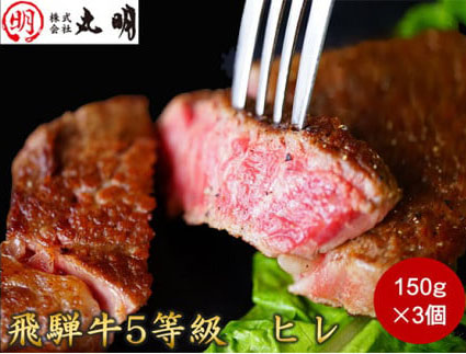 飛騨牛5等級 ヒレ 約150g×3枚