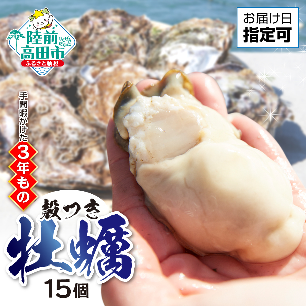 マルテン水産 殻付き牡蠣15個 3年育成大粒牡蠣 