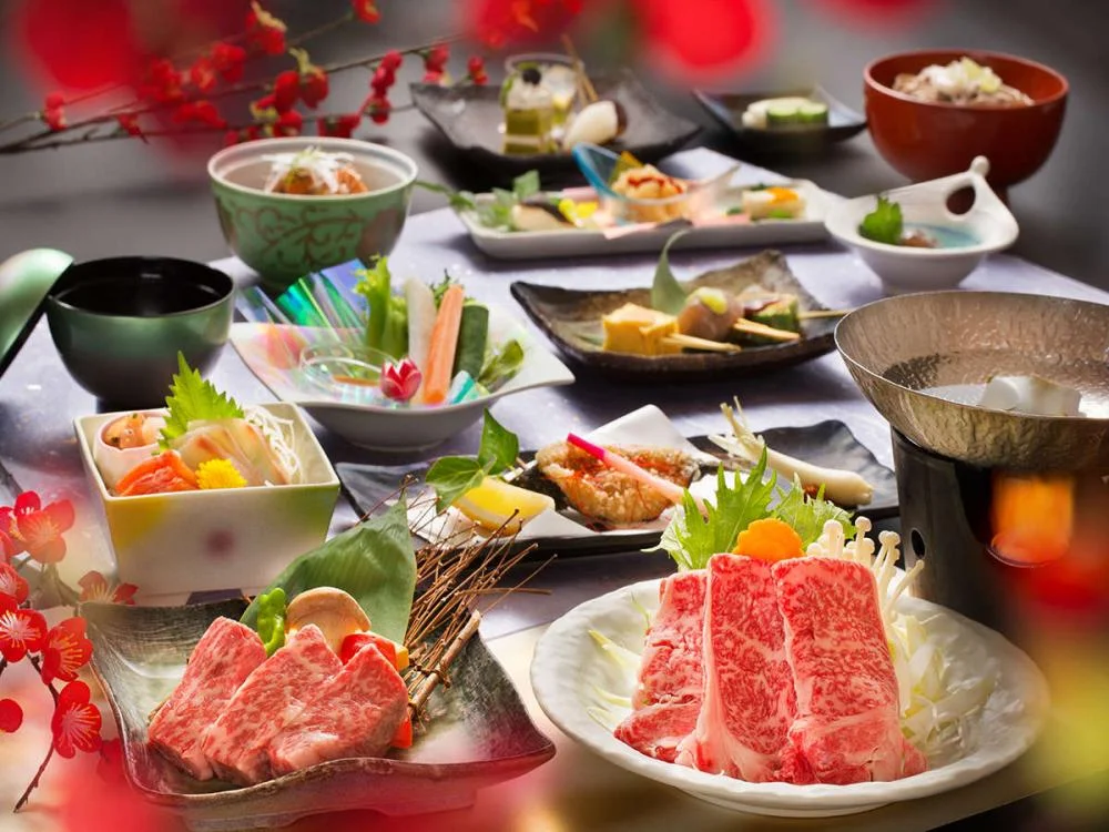 会津東山温泉 客室専用露天風呂付のスイートルーム はなれ 松島閣 夕食☆