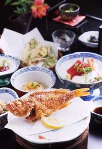 四万温泉 春木亭 なかざわ旅館の夕食