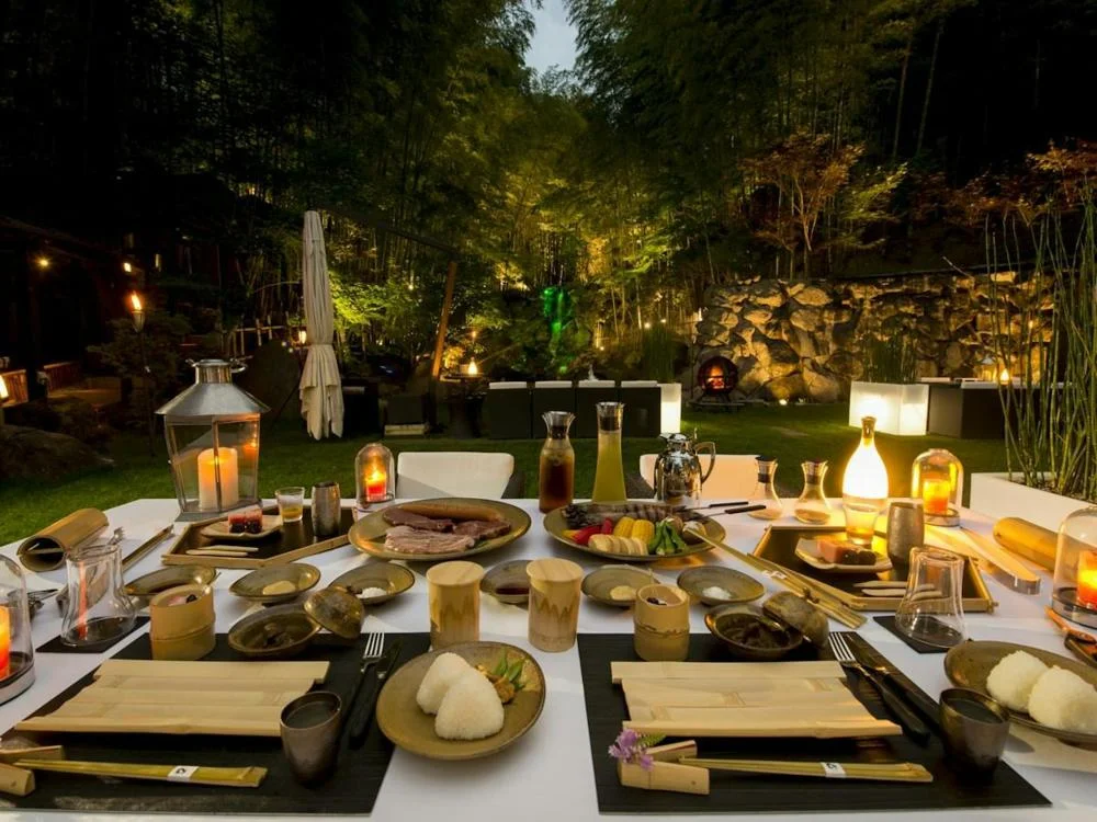 白川源泉　山荘　竹ふえの夕食
