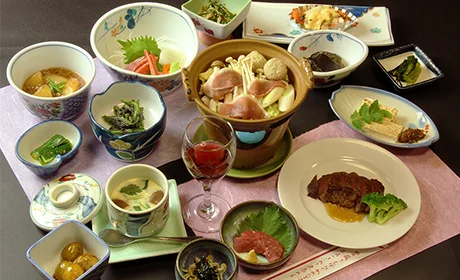 湯田中温泉 部屋食でまったりかけ流しの宿 安代館の夕食