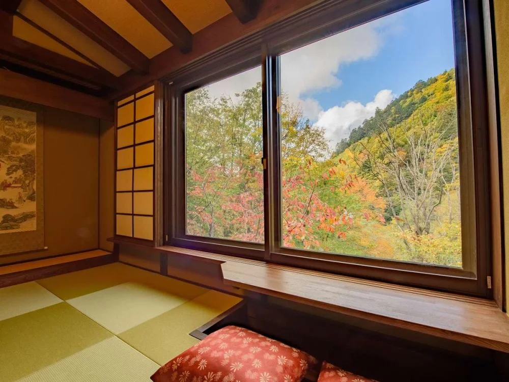 志賀高原 白い温泉 渓谷の湯からの絶景・眺望